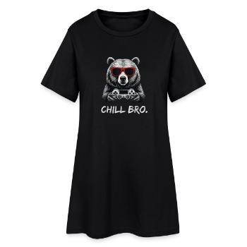 Gamer Bär mit Controller & Sonnenbrille Chill Bro - Frauen T-Shirt-Kleid - Schwarz - Vorne