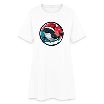 Baleine avec un chapeau de Père Noël - Robe T-shirt Femme - blanc - Devant