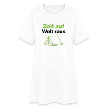 Tent up – world out, for outdoor fans and campers - Women’s T-Shirt Dress - white - Front