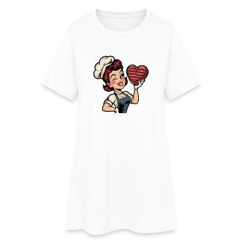 Boulanger rétro avec un cuisinier amoureux du cœur - Robe T-shirt Femme - blanc - Devant