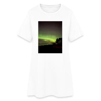 Aurores boréales sur la plage la nuit - Robe T-shirt Femme - blanc - Devant