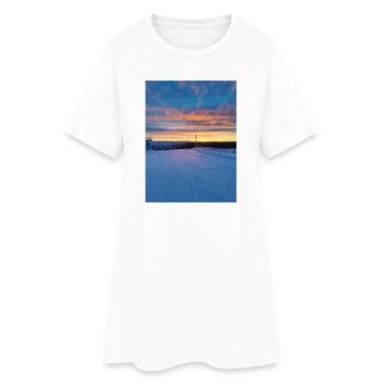 Coucher de soleil dans un paysage hivernal - Robe T-shirt Femme - blanc - Devant