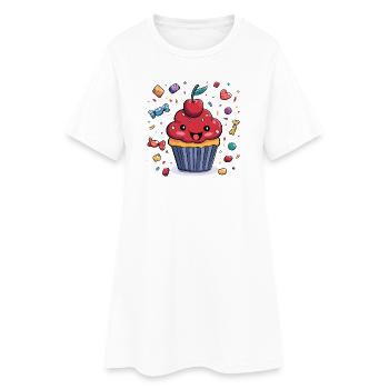 Kawaii Cupcake mit Konfetti - Frauen T-Shirt-Kleid - Weiß - Vorne