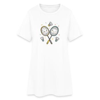 Lachende Badmintonfreunde - Frauen T-Shirt-Kleid - Weiß - Vorne