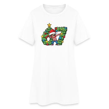 Tapoter le Père Noël 67 sur la couronne de Noël - Robe T-shirt Femme - blanc - Devant