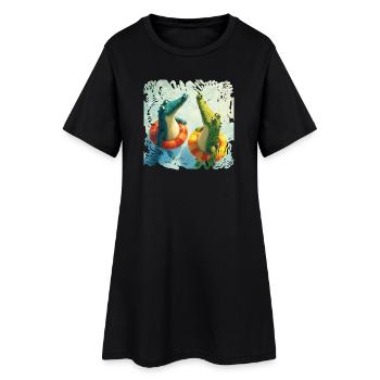 Krokodile im Wasserspaß Duo - Frauen T-Shirt-Kleid - Schwarz - Vorne