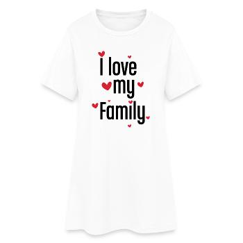 Illustration graphique cadeau mignonne J’aime mon cœur de famille - Robe T-shirt Femme - blanc - Devant
