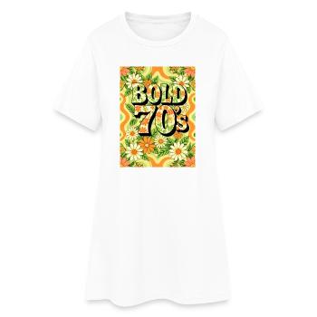 Texte des années 70 en gras entouré de fleurs - Robe T-shirt Femme - blanc - Devant