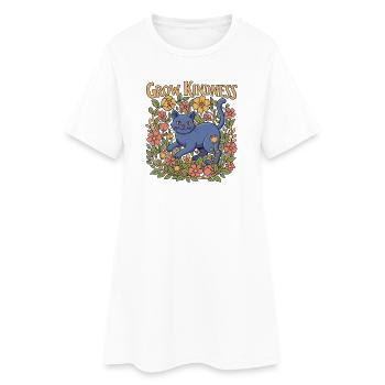 Couronne de fleurs bleues de chat Grow Kindness - Robe T-shirt Femme - blanc - Devant