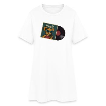 Souris musicale avec micro et disque vinyle - Robe T-shirt Femme - blanc - Devant