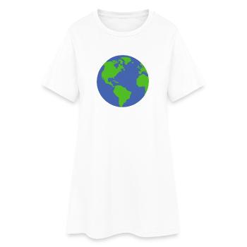 Planet Erde - Frauen T-Shirt-Kleid - Weiß - Vorne