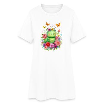 Papillon chenille - Robe T-shirt Femme - blanc - Devant