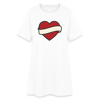 Tattoo Heart Banner Scroll Vector - Women’s T-Shirt Dress - white - Front