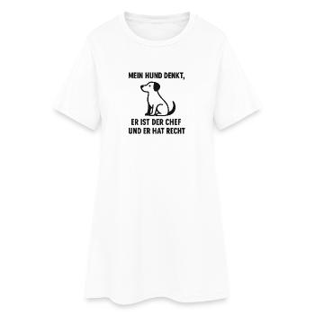Mon chien se prend pour le patron - Robe T-shirt Femme - blanc - Devant