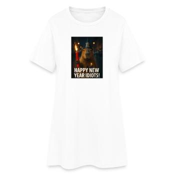 Capybara happy new year idiots - Women’s T-Shirt Dress - white - Front