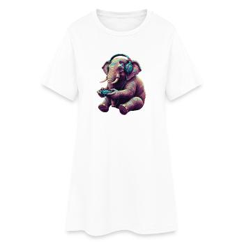 Jeux d’éléphants Jeux vidéo d’animaux Éléphant drôle - Robe T-shirt Femme - blanc - Devant
