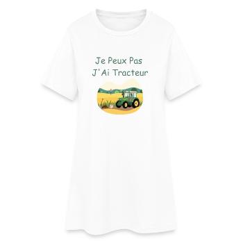 Ich kann nicht, ich habe einen Traktor - Frauen T-Shirt-Kleid - Weiß - Vorne
