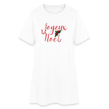 Joyeux Noël typographie festive candy cane - Robe T-shirt Femme - blanc - Devant