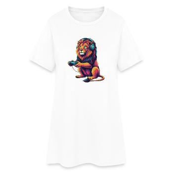 Lion Gaming Jeux vidéo d’animaux Funny Lion - Robe T-shirt Femme - blanc - Devant