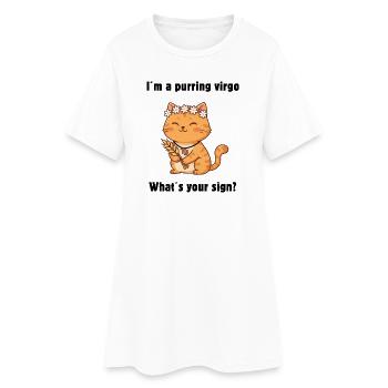 Signe du zodiaque Chat Vierge – Chat Vierge mignon - Robe T-shirt Femme - blanc - Devant