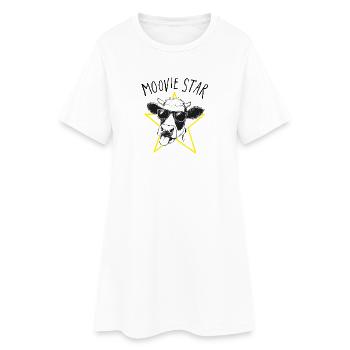 Moovie Star Jeu de mots avec une vache - Robe T-shirt Femme - blanc - Devant