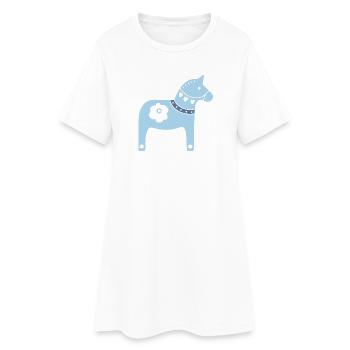 Dala Horse Suède Tradition de Noël Wood Xmas - Robe T-shirt Femme - blanc - Devant