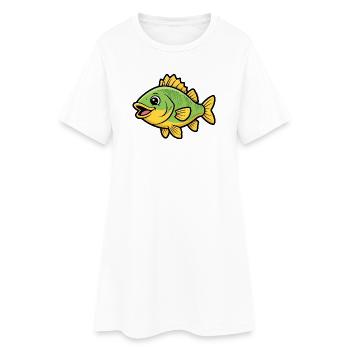 Süßer Flussbarsch Comic Fisch Bunt - Frauen T-Shirt-Kleid - Weiß - Vorne