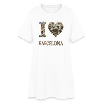 Barcelone – Architecture organique - Robe T-shirt Femme - blanc - Devant