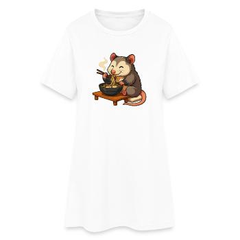 Opossum mit Nudeln Ramen kawaii Opossum - Frauen T-Shirt-Kleid - Weiß - Vorne