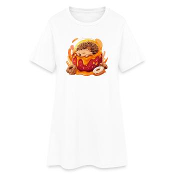 Hérisson câlin dans un beignet - Robe T-shirt Femme - blanc - Devant