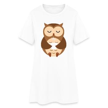 Chouette endormie douillette avec café - Robe T-shirt Femme - blanc - Devant