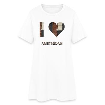 T-shirt emblème cœur en brique d’Amsterdam - Robe T-shirt Femme - blanc - Devant