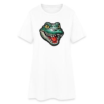 Grinsender Krokodil Kopf - Frauen T-Shirt-Kleid - Weiß - Vorne