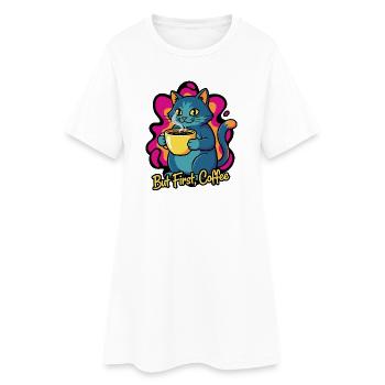 Coffee Cat – Mais d’abord Coffee - Robe T-shirt Femme - blanc - Devant