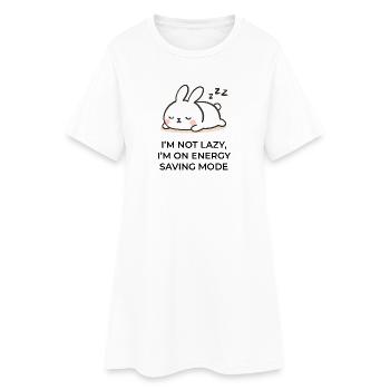 Energy saving mode - Cute sleeping bunny cartoon - Women’s T-Shirt Dress - white - Front