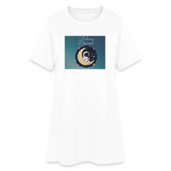 Astronaut sitz auf dem Mond und angelt Träume  - Frauen T-Shirt-Kleid - Weiß - Vorne
