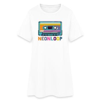 Conception de cassette en boucle néon - Robe T-shirt Femme - blanc - Devant