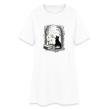 Cozy Nights Cozy Goth Cat - Women’s T-Shirt Dress - white - Front