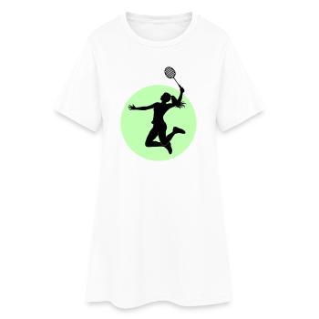 Badminton Spielerin Silhouette – Smash Power - Frauen T-Shirt-Kleid - Weiß - Vorne