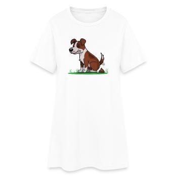 Chien assis avec des pets de dessin animé - Robe T-shirt Femme - blanc - Devant