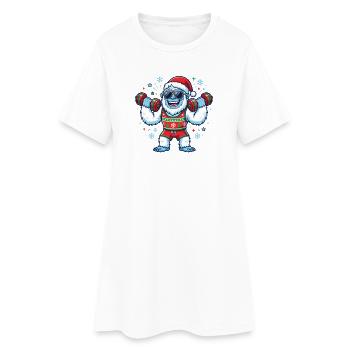 Christmas Yeti, Weightlifter, Gym, - Women’s T-Shirt Dress - white - Front