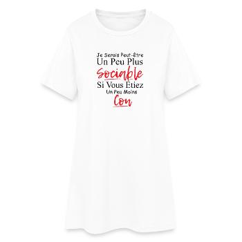 Je serais peut-être un peu plus sociable, asocial - Robe T-shirt Femme - blanc - Devant