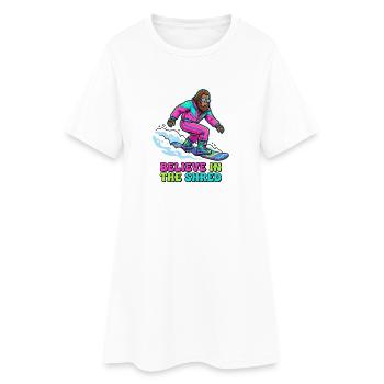 Croyez en la déchiquetage ! Bigfoot Snowboarder - Robe T-shirt Femme - blanc - Devant