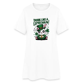 Trinkender Hase Leprechaun St. Patrick's Day - Frauen T-Shirt-Kleid - Weiß - Vorne