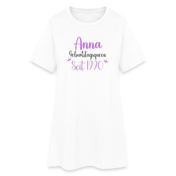 Anna Geburtstagsqueen Seit 1990 Geschenk Design - Frauen T-Shirt-Kleid - Weiß - Vorne