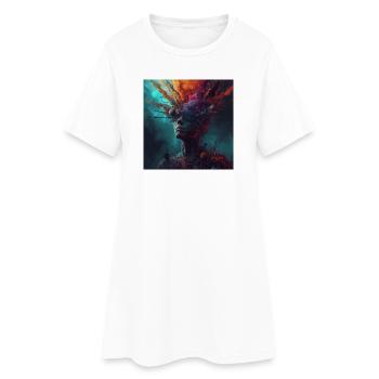 Cosmic Head Journey Color Streams - Women’s T-Shirt Dress - white - Front