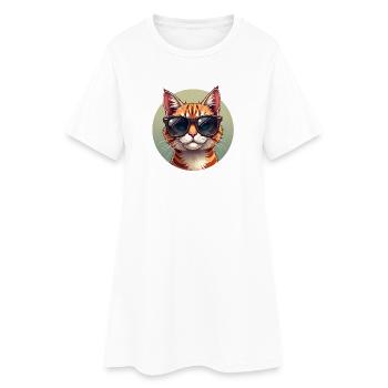 Chat cool avec lunettes de soleil portrait de chat - Robe T-shirt Femme - blanc - Devant