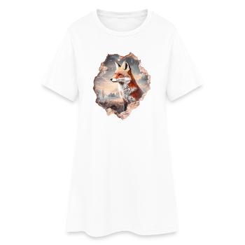 Fuchs und Sternenhimmel - Frauen T-Shirt-Kleid - Weiß - Vorne