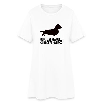 80% Baumwolle 20% Dackelhaar Lustige Hund Spruch - Frauen T-Shirt-Kleid - Weiß - Vorne
