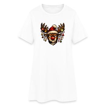 Rudolph Renne : mauvaise humeur - Robe T-shirt Femme - blanc - Devant